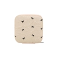 Cream crinkled fabric square pouch with cute black embroidered bow patterns for women - Bow Pleated Style / White Bow