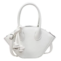 Elegant white shell-shaped handbag for women featuring unique decorative knot charms - White