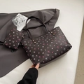 Niche designer bruine tote bag met bloemen- en strikprint en bijpassend etui - Bruin