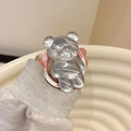 Supporto per telefono a forma di orso 3D con finitura gelatina cangiante e testo Good Luck - Orso Increspatura dell'Acqua (Magnetico) / Bianco