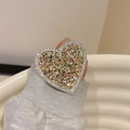 Soporte de móvil en forma de corazón con lentejuelas y borde de pedrería - Estilo de lentejuelas / Dorado