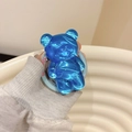 Supporto per telefono orso blu traslucido con scritta Good Luck sulla mano - Orso Increspatura dell'Acqua (Magnetico) / Blu Reale