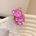 Dettaglio del supporto per telefono a orsetto rosa trasparente con testo Good Luck - Orso Increspatura dell'Acqua (Magnetico) / Rosa