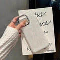 Pearlescent white iPhone case with silver camera frame held against a white backdrop - iPhone 7/8/SE 2020 / Pearl White (Electroplated Frame - White Flash Drip Glue)