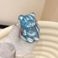 Blue 3D bear phone grip with water ripple effect and Good Luck printed text - Water Ripple Bear (Magnetic) / Light Blue