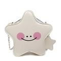 Mini star shaped crossbody bag for women in cream white with black smiley face design - Off White