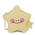 Mini sac bandoulière étoile jaune pâle avec un visage de dessin animé et chaîne argent - Jaune
