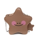 Star-shaped crossbody mini bag in light brown faux leather with chain strap - Khaki