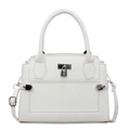 Borsa a mano minimalista bianca in pelle con manico superiore e tracolla regolabile - Bianco Sporco