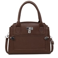 Piccola borsa a mano quadrata classica in pelle marrone scuro con tracolla regolabile - caffè
