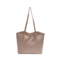 Vintage large capacity tote bag with cartoon embossed PU leather in light beige color - No Pendant / Pink