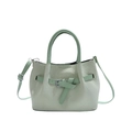 Mint green pleated bucket bag with woven texture and adjustable shoulder strap - No Pendant / Green