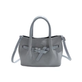 Light blue woven tote bag with silver buckle detail and adjustable shoulder strap - No Pendant / Gray
