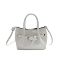 Chic off-white pleated bucket bag with woven texture and decorative belt buckle detail - No Pendant / White