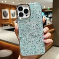 Close-up of sparkling blue glitter phone case with silver camera frame for iPhone series - Blue / iPhone 7/8/SE 2020