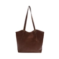 Brown large capacity tote bag with embossed butterfly and floral leather texture - No Pendant / Brown