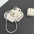 Detail of bear plush phone case with lanyard and metal buckle for iPhone 16 Pro Max - Off White / iPhone 7/8/SE 2020