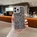 Close-up of sparkling glitter phone case for iPhone featuring silver sequins and lens protector - Black / iPhone 7/8/SE 2020