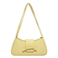 Borsa sottobraccio chic giallo chiaro motivo litchi con fiocco decorativo e manici - Giallo