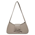 Chic grey underarm bag with bow knot and lychee pattern leather for women's shoulder wear - Khaki