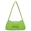 Lime green underarm bag with lychee texture and bow detail on a white background - Green