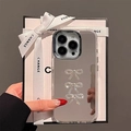 Custodia iPhone a specchio con fiocchi di strass argento e catena in scatola regalo - 7/8/SE 2020 / Specchio Argentato (Senza Catena)