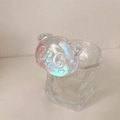 Macro detail of iridescent 3D panda phone grip with holographic finish on glass - Airbag Type Stand / Panda Head Iridescent
