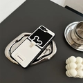 Detail of crossbody leather phone case with wave-shaped ring holder and woven label text - Leather Texture - Good Luck Mickey Mouse Ring - Off-white / Samsung ZFlip3