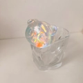 Detailed view of holographic panda phone socket showing translucent rainbow finish - Airbag Type Stand / Panda Head Blue Laser