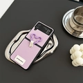 Detailed texture of purple leather case with Mickey-shaped metal ring for folding phone - Ring Holder Style / Purple / Samsung ZFlip3