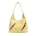 Chic yellow lychee pattern Hobo tote bag with stylish symmetrical silver zippers - Goose Yellow