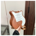 Borsa a tracolla a forma di chitarra marrone e bianca con ampia tracolla comoda - Marrone