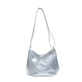 Metallic silver hobo shoulder bag with chain detail for trendy women's daily commute - No Pendant / Silver