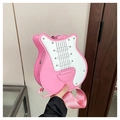 Borsa a tracolla rosa e bianca a forma di chitarra con ampia tracolla in nylon - Rosa