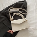 Sac à main minimaliste motif marbre blanc avec finitions dorées et poignée haute - Grand Blanc