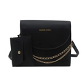 Black PU leather crossbody set for women with gold chains and envelope pouch bag - Black