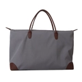 Bolso de viaje gris ligero de gran capacidad con asas marrones y detalles cuero - Gris