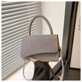 Chic gray handbag with shimmering rhinestone flap and elegant gold miss.mini branding - Gray