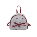 Mochila pequeña blanca con lazo rojo, estampado de lunares y colgante de corazón - Pequeño / Blanco Con Lazo Rojo