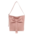Pink tote bag with large studded bow and shoulder strap, 2025 trendy rivet crossbody bag - Pink