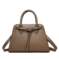Sac à main élégant en cuir marron foncé pour femme avec bandoulière et doubles anses - 28*20*10cm / Marron