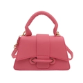 Fashionable bright rose pink crossbody small square bag with litchi grain texture - Rose Pink
