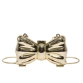 Elegante bolso de mano con forma de lazo dorado y cadena de metal para mujer - Dorado