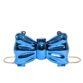 Bolso de fiesta azul con forma de lazo, cadena de serpiente dorada y acabado de espejo - Azul