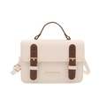 Piccola borsa beige a tracolla con cinturini marroni e fibbie dorate per donne - Marrone