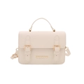 Piccola borsa a tracolla bianco crema chic con fibbie vintage e dettagli color oro - Bianco