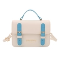 Borsa a tracolla quadrata color crema e celeste stile Harajuku con fibbie dorate - Blu