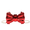 Mini pochette da sera in acrilico rosso a forma di fiocco con catena dorata - Rosso
