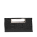 Elegante pochette nera con motivo a coccodrillo e manico rettangolare in metallo argento - Nero