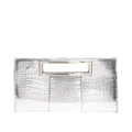 Pochette argento con stampa coccodrillo e manici in metallo per serate ed eventi - Argento